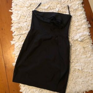 Strapless black mini dress